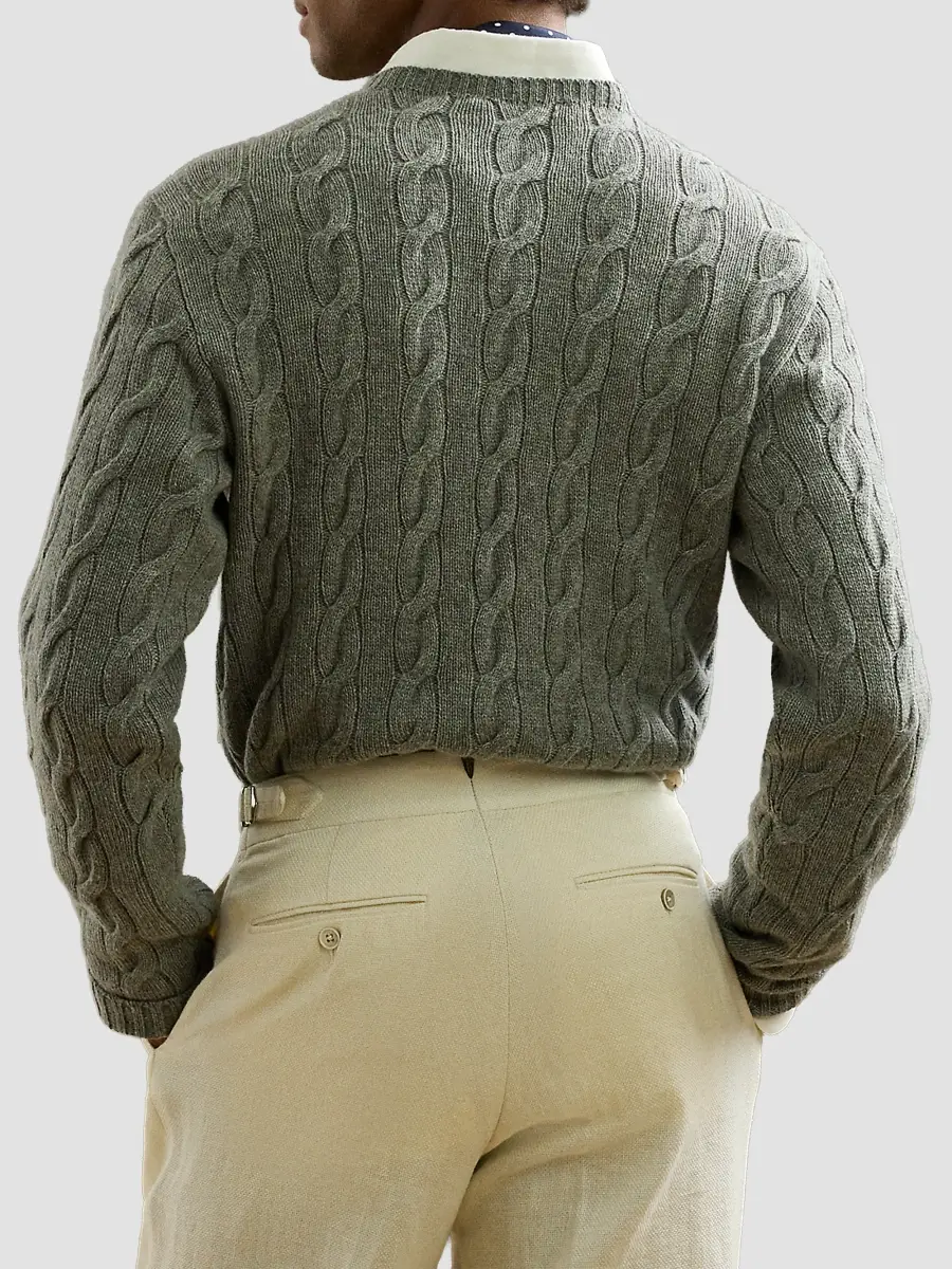 Ralph Lauren Purple Label Men's Cable-Knit Cashmere Crewneck Sweater | Thumbnail 4 Ralph Lauren Purple Label Men's Cable-Knit Cashmere Crewneck Sweater | Thumbnail 4