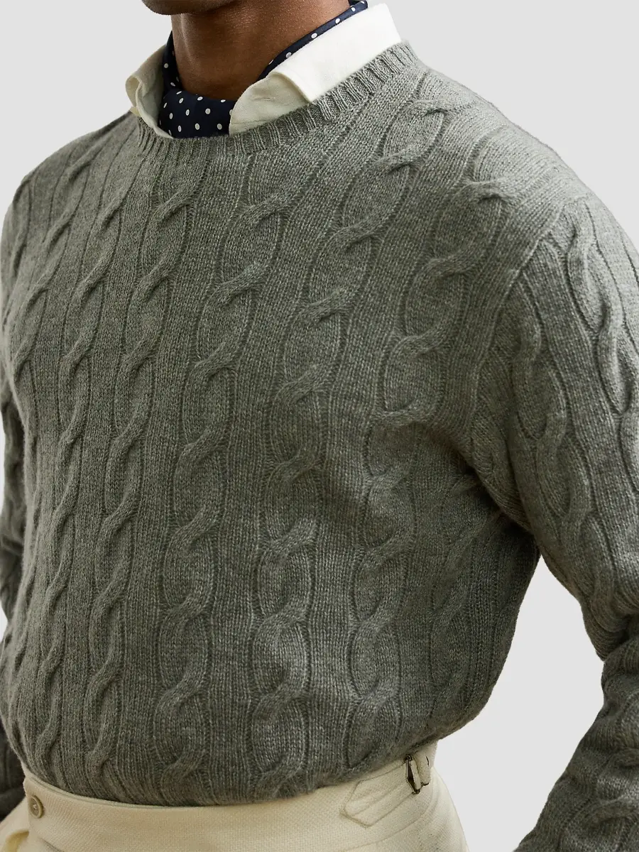 Ralph Lauren Purple Label Men's Cable-Knit Cashmere Crewneck Sweater | Thumbnail 5 Ralph Lauren Purple Label Men's Cable-Knit Cashmere Crewneck Sweater | Thumbnail 5