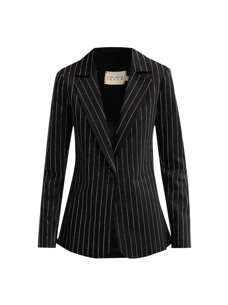 Women's Macey Embellished Pinstriped Denim Fitted Blazer Women's Macey Embellished Pinstriped Denim Fitted Blazer