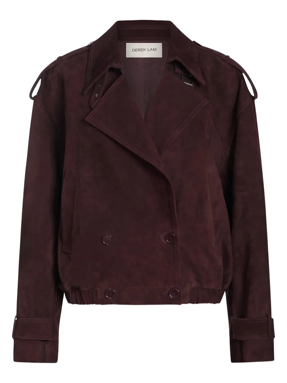Derek Lam Women's Jane Suede Double-Breasted Blouson Jacket