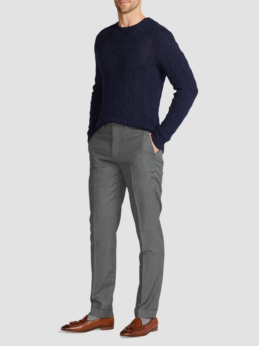 Ralph Lauren Purple Label Men's Cable-Knit Cashmere Crewneck Sweater | Thumbnail 2 Ralph Lauren Purple Label Men's Cable-Knit Cashmere Crewneck Sweater | Thumbnail 2