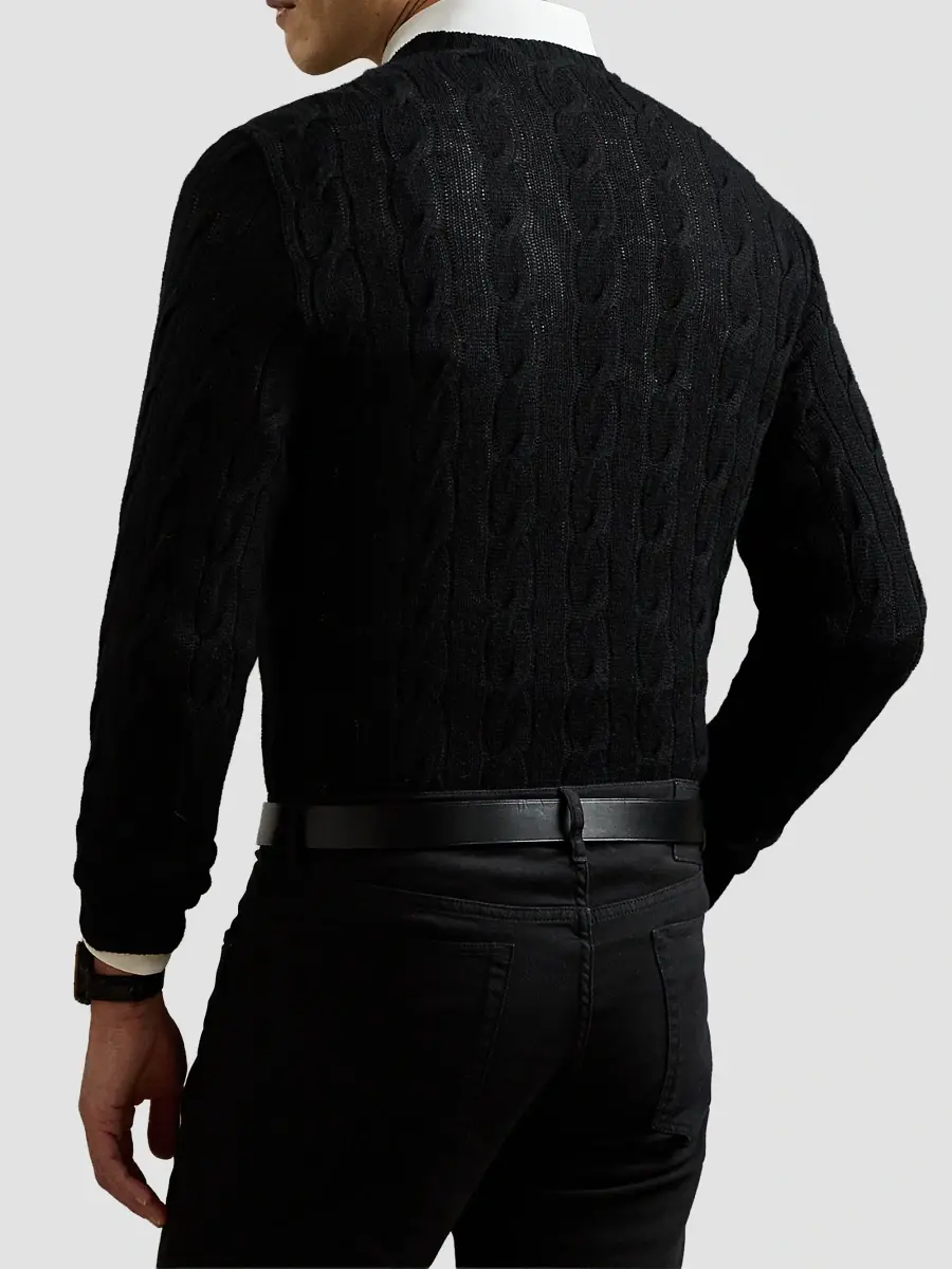 Ralph Lauren Purple Label Men's Cable-Knit Cashmere Crewneck Sweater | Thumbnail 4 Ralph Lauren Purple Label Men's Cable-Knit Cashmere Crewneck Sweater | Thumbnail 4