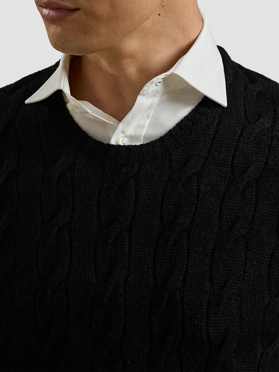 Ralph Lauren Purple Label Men's Cable-Knit Cashmere Crewneck Sweater | Thumbnail 5 Ralph Lauren Purple Label Men's Cable-Knit Cashmere Crewneck Sweater | Thumbnail 5