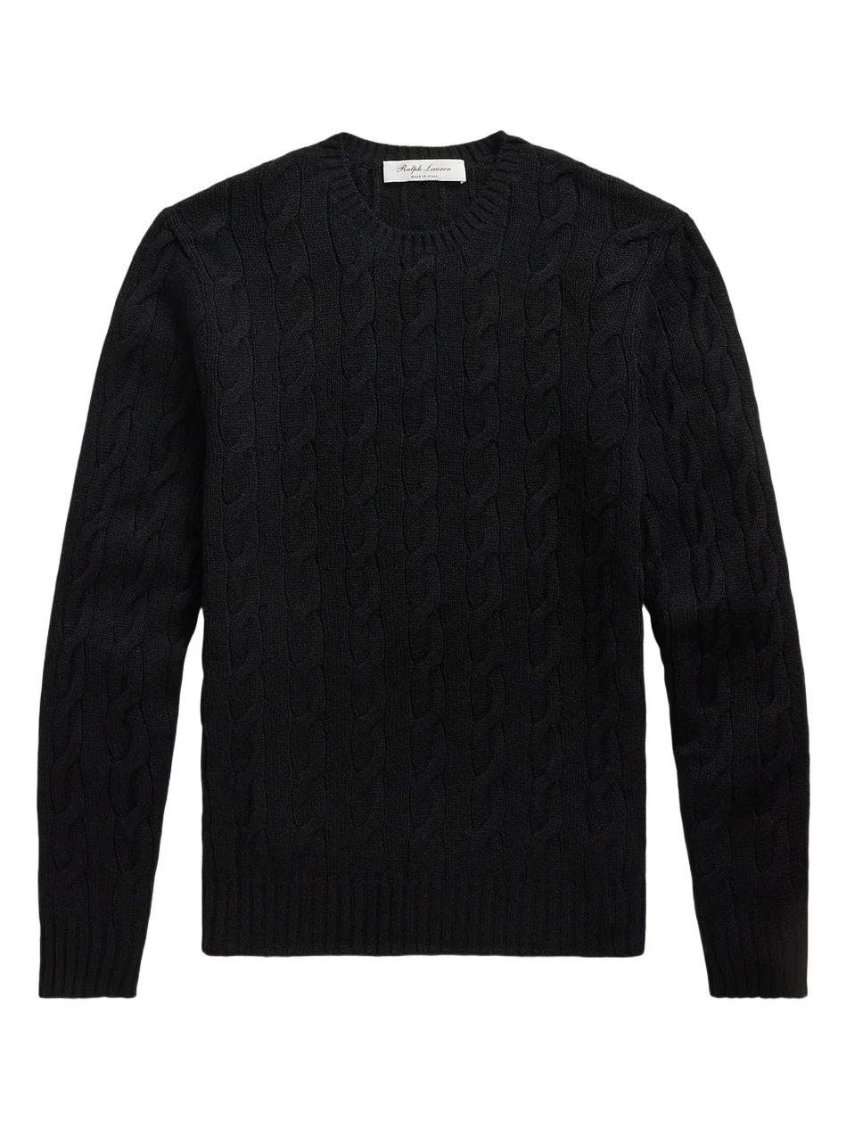 Ralph Lauren Purple Label Men's Cable-Knit Cashmere Crewneck Sweater