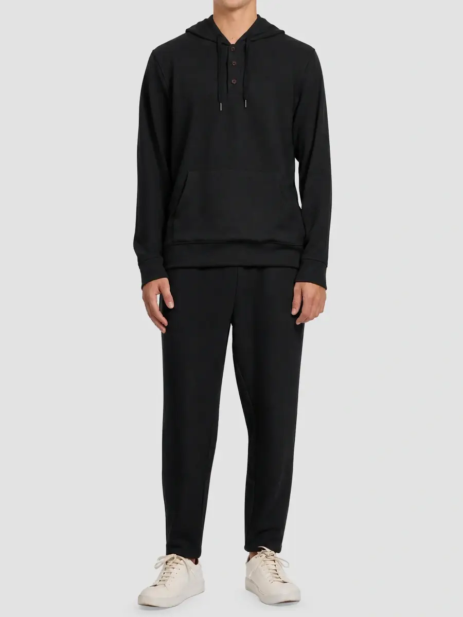 Onia Men's Waffle Half Button Hoodie | Thumbnail 2 Onia Men's Waffle Half Button Hoodie | Thumbnail 2