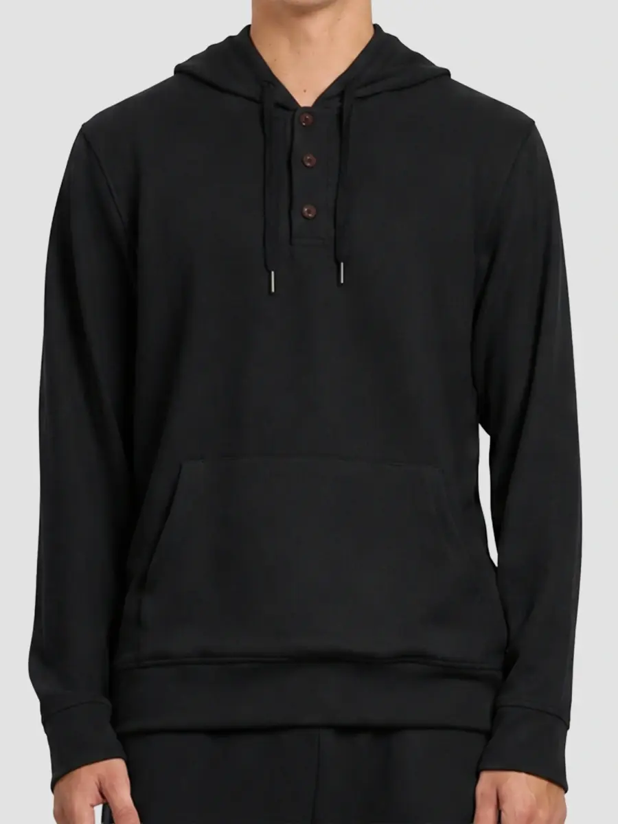 Onia Men's Waffle Half Button Hoodie | Thumbnail 4 Onia Men's Waffle Half Button Hoodie | Thumbnail 4