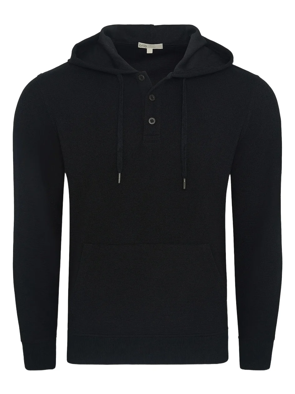 Onia Men's Waffle Half Button Hoodie