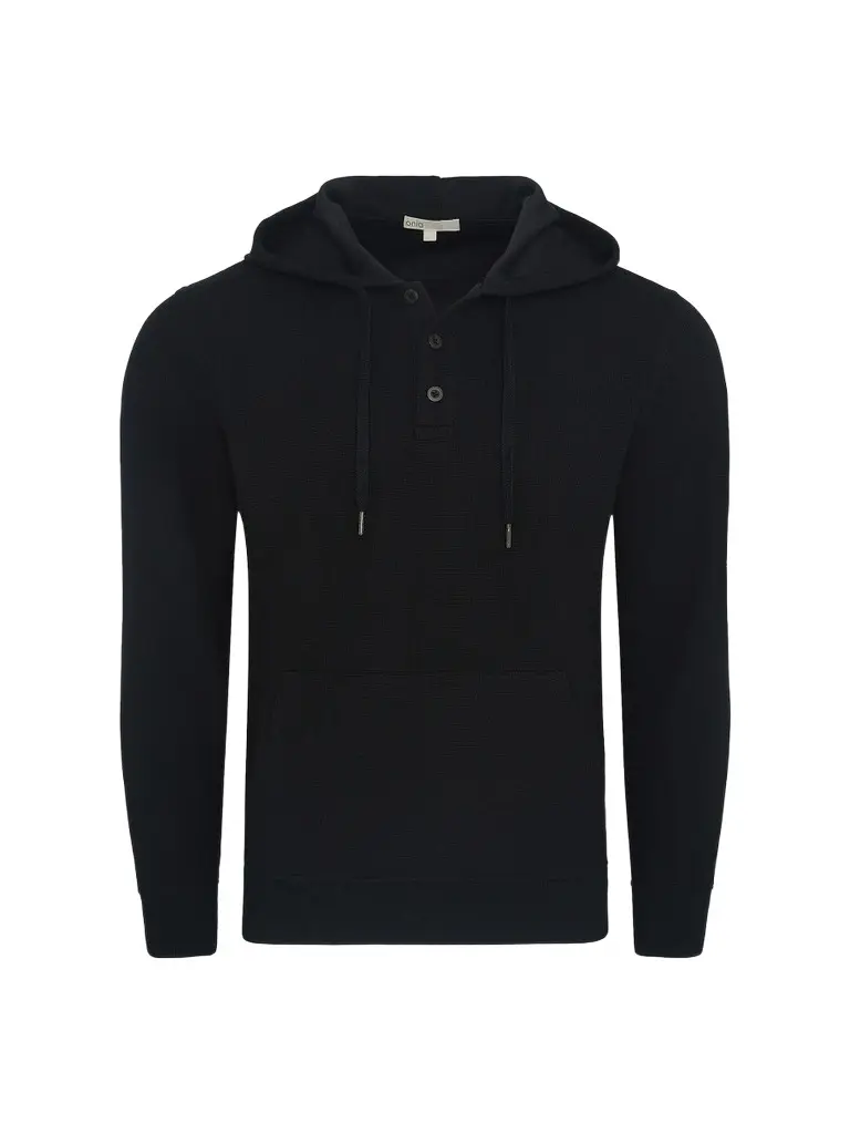 Men's Waffle Half Button Hoodie Men's Waffle Half Button Hoodie