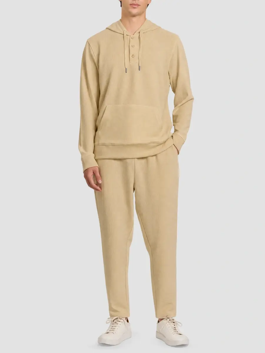 Onia Men's Waffle Half Button Hoodie | Thumbnail 2 Onia Men's Waffle Half Button Hoodie | Thumbnail 2
