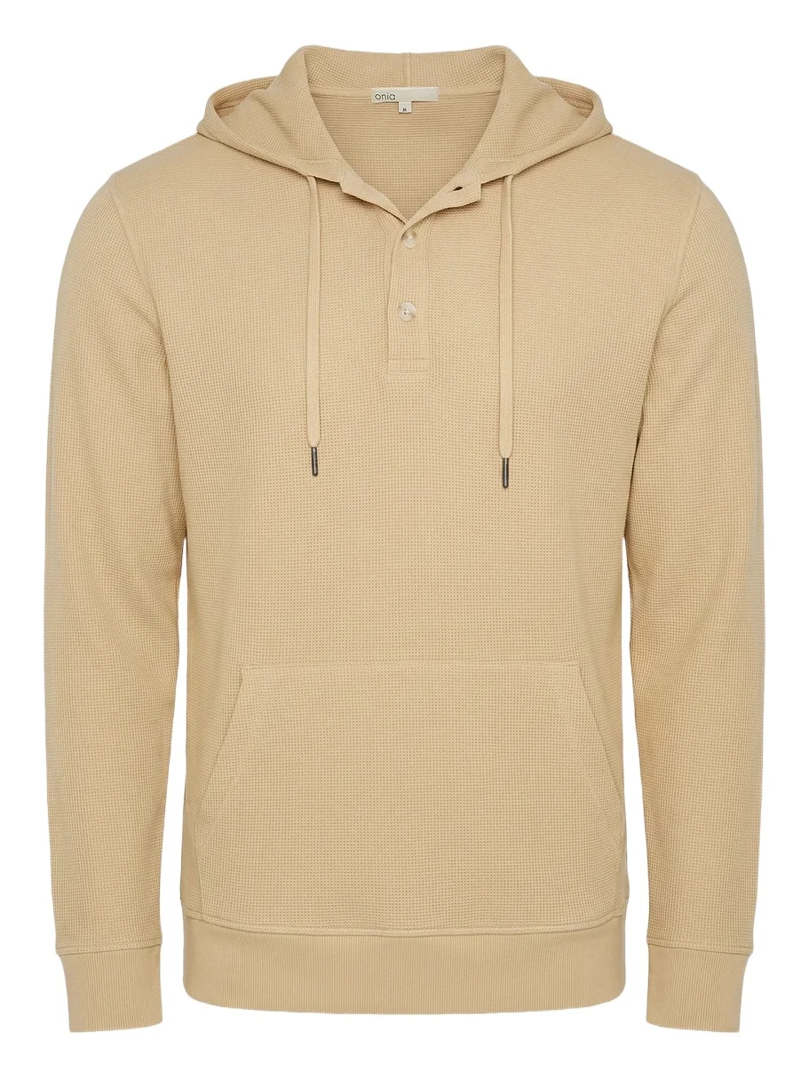 Onia Men's Waffle Half Button Hoodie
