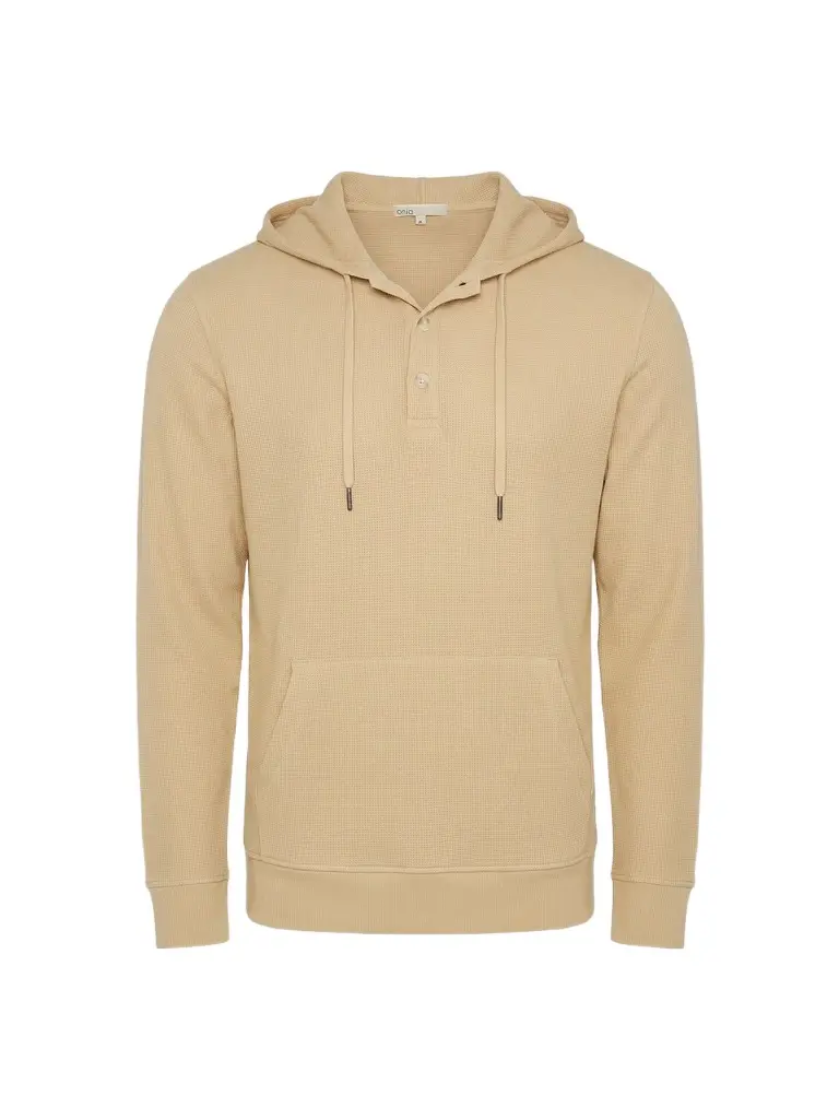Men's Waffle Half Button Hoodie Men's Waffle Half Button Hoodie