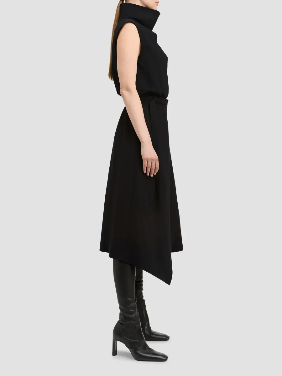 Derek Lam Women's Debbie Asymmetric Stretch-Cotton Funnel-Neck Midi-Dress | Thumbnail 5 Derek Lam Women's Debbie Asymmetric Stretch-Cotton Funnel-Neck Midi-Dress | Thumbnail 5