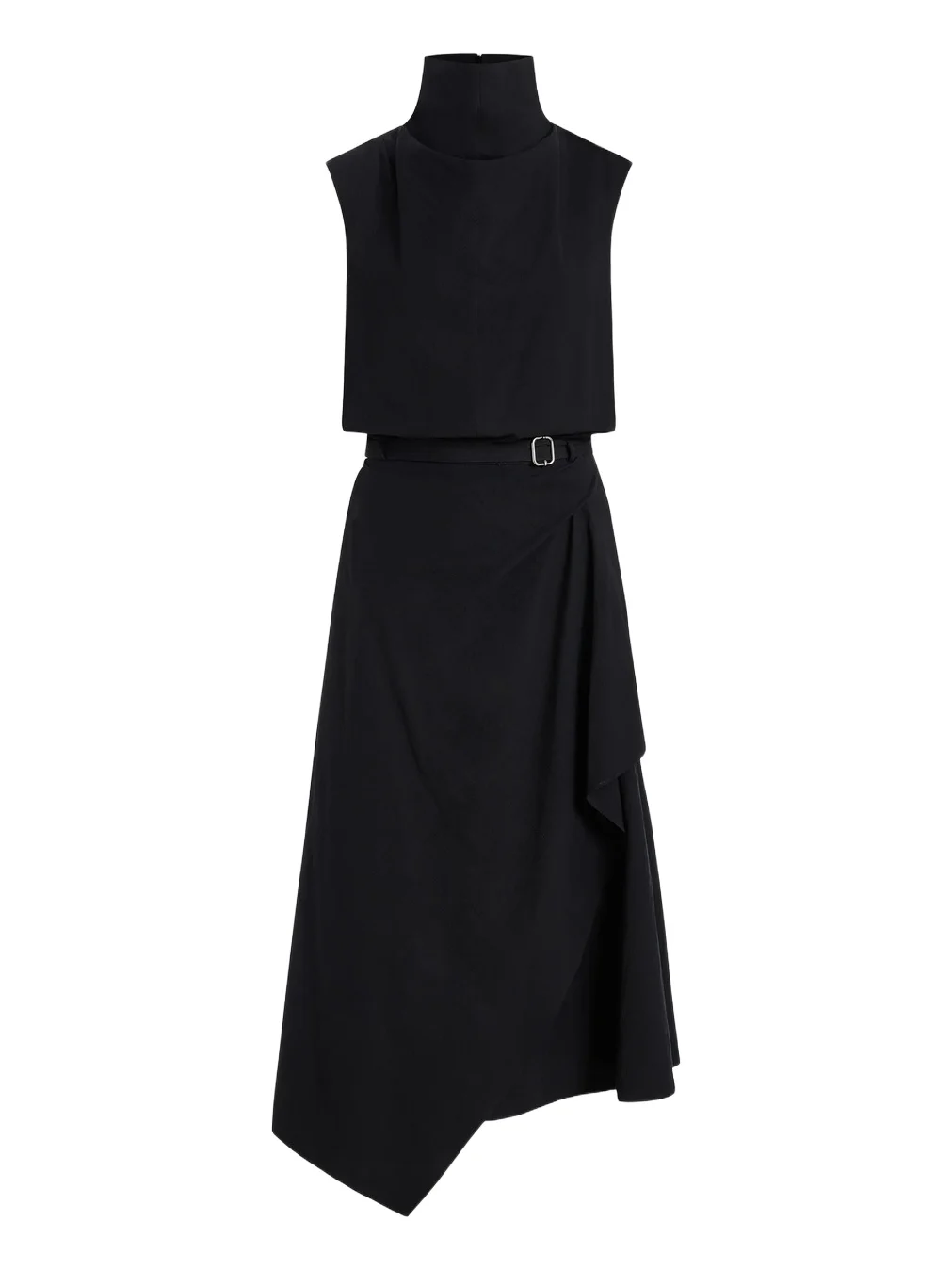 Derek Lam Women's Debbie Asymmetric Stretch-Cotton Funnel-Neck Midi-Dress