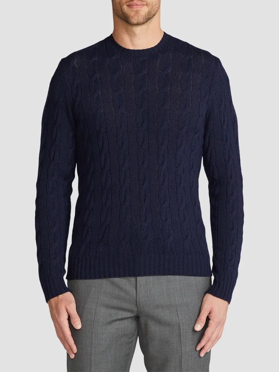 Ralph Lauren Purple Label Men's Cable-Knit Cashmere Crewneck Sweater | Thumbnail 3 Ralph Lauren Purple Label Men's Cable-Knit Cashmere Crewneck Sweater | Thumbnail 3
