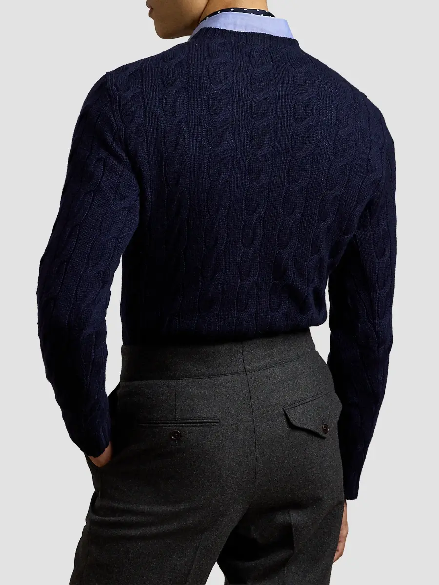 Ralph Lauren Purple Label Men's Cable-Knit Cashmere Crewneck Sweater | Thumbnail 8 Ralph Lauren Purple Label Men's Cable-Knit Cashmere Crewneck Sweater | Thumbnail 8