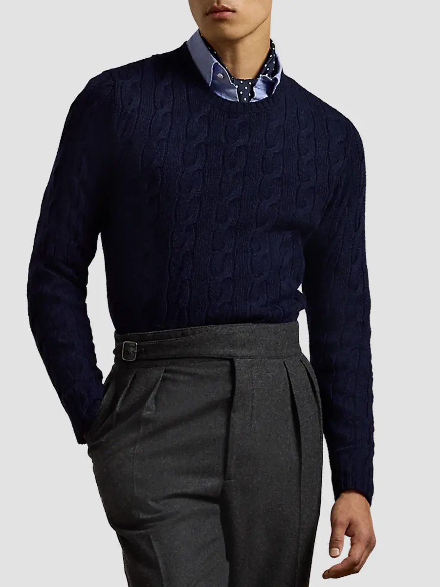 Ralph Lauren Purple Label Men's Cable-Knit Cashmere Crewneck Sweater | Thumbnail 10 Ralph Lauren Purple Label Men's Cable-Knit Cashmere Crewneck Sweater | Thumbnail 10