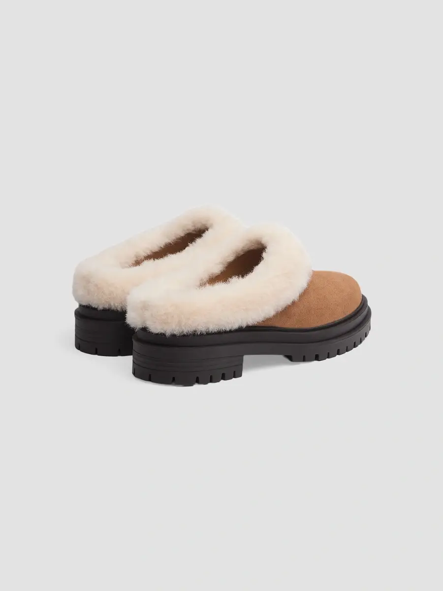 rag & bone Women's Bedford 45MM Suede & Shearling Clogs - Toffee Suede | Thumbnail 3