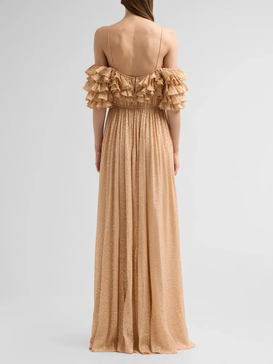 Ulla Johnson Women's Persephone Ruffled Metallic Silk-Blend Off-Shoulder Gown | Thumbnail 3 Ulla Johnson Women's Persephone Ruffled Metallic Silk-Blend Off-Shoulder Gown | Thumbnail 3