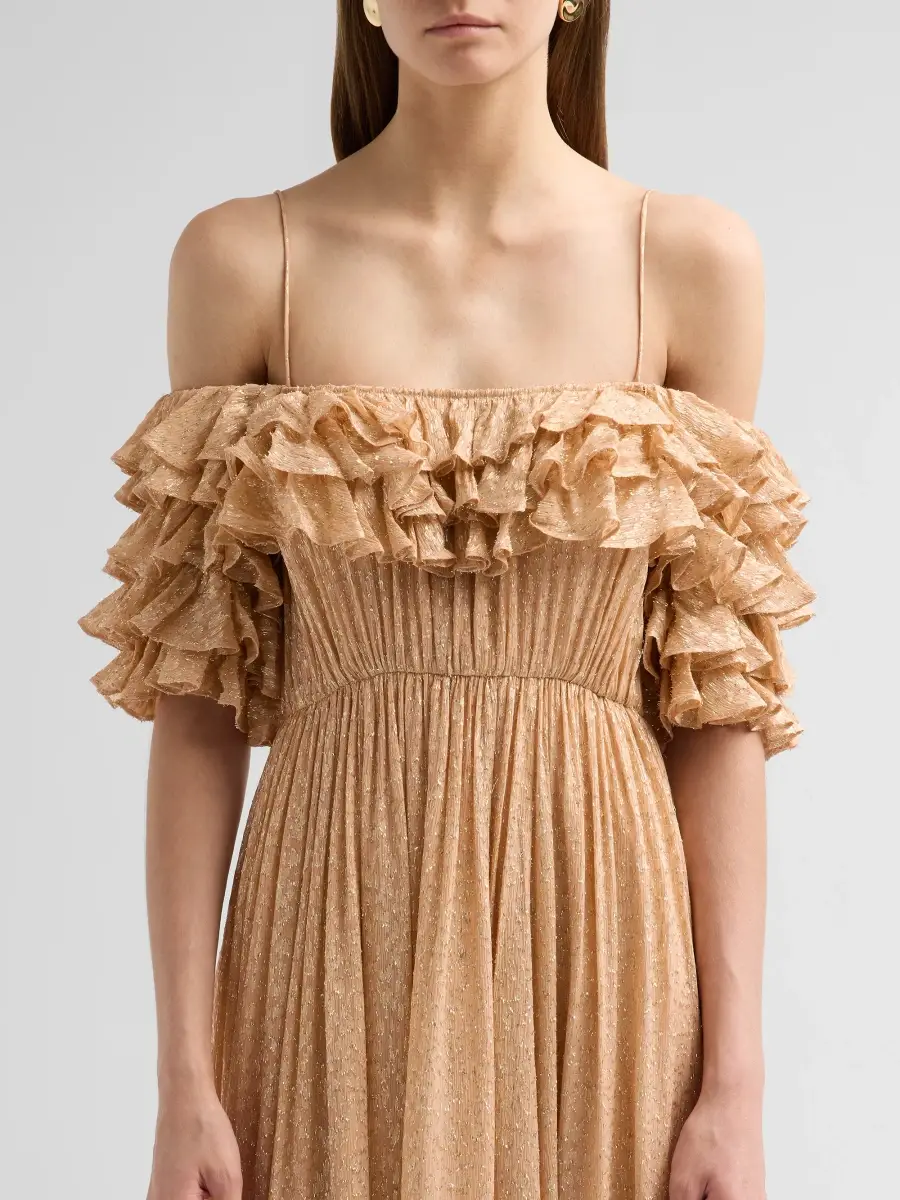 Ulla Johnson Women's Persephone Ruffled Metallic Silk-Blend Off-Shoulder Gown | Thumbnail 5 Ulla Johnson Women's Persephone Ruffled Metallic Silk-Blend Off-Shoulder Gown | Thumbnail 5
