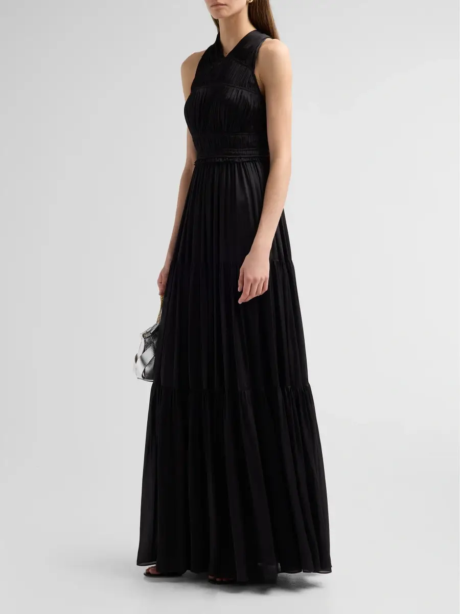 Ulla Johnson Women's Freesia Ruched Silk V-Neck Gown | Thumbnail 4 Ulla Johnson Women's Freesia Ruched Silk V-Neck Gown | Thumbnail 4
