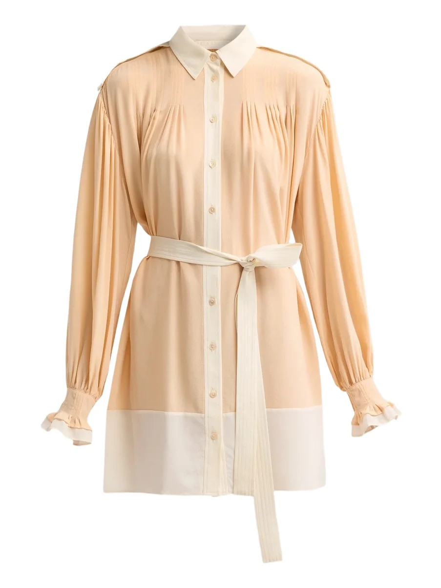 Women's Linnea Silk Self-Belt Mini Shirtdress Women's Linnea Silk Self-Belt Mini Shirtdress