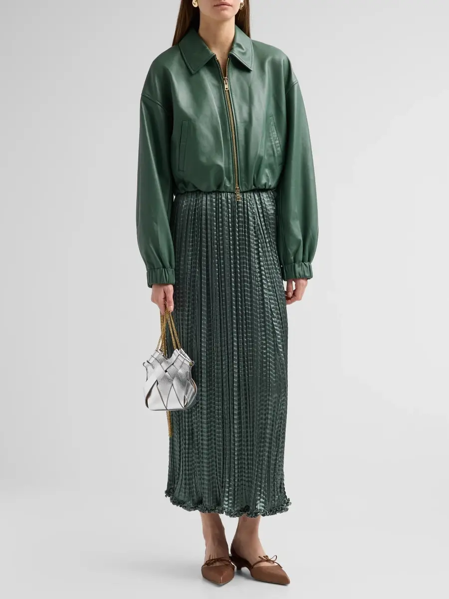 Ulla Johnson Women's Lira Pleated Ripple-Satin Midi Skirt | Thumbnail 2