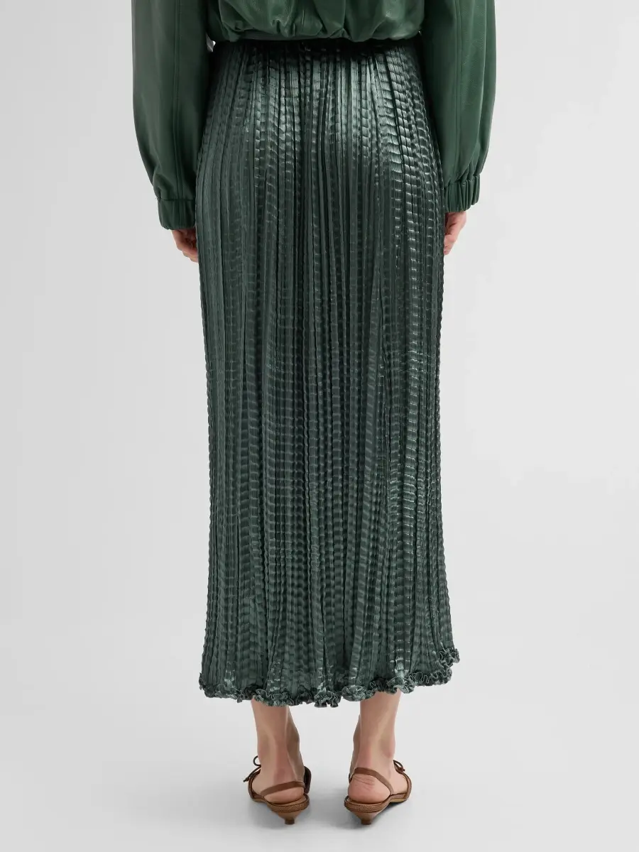 Ulla Johnson Women's Lira Pleated Ripple-Satin Midi Skirt | Thumbnail 3