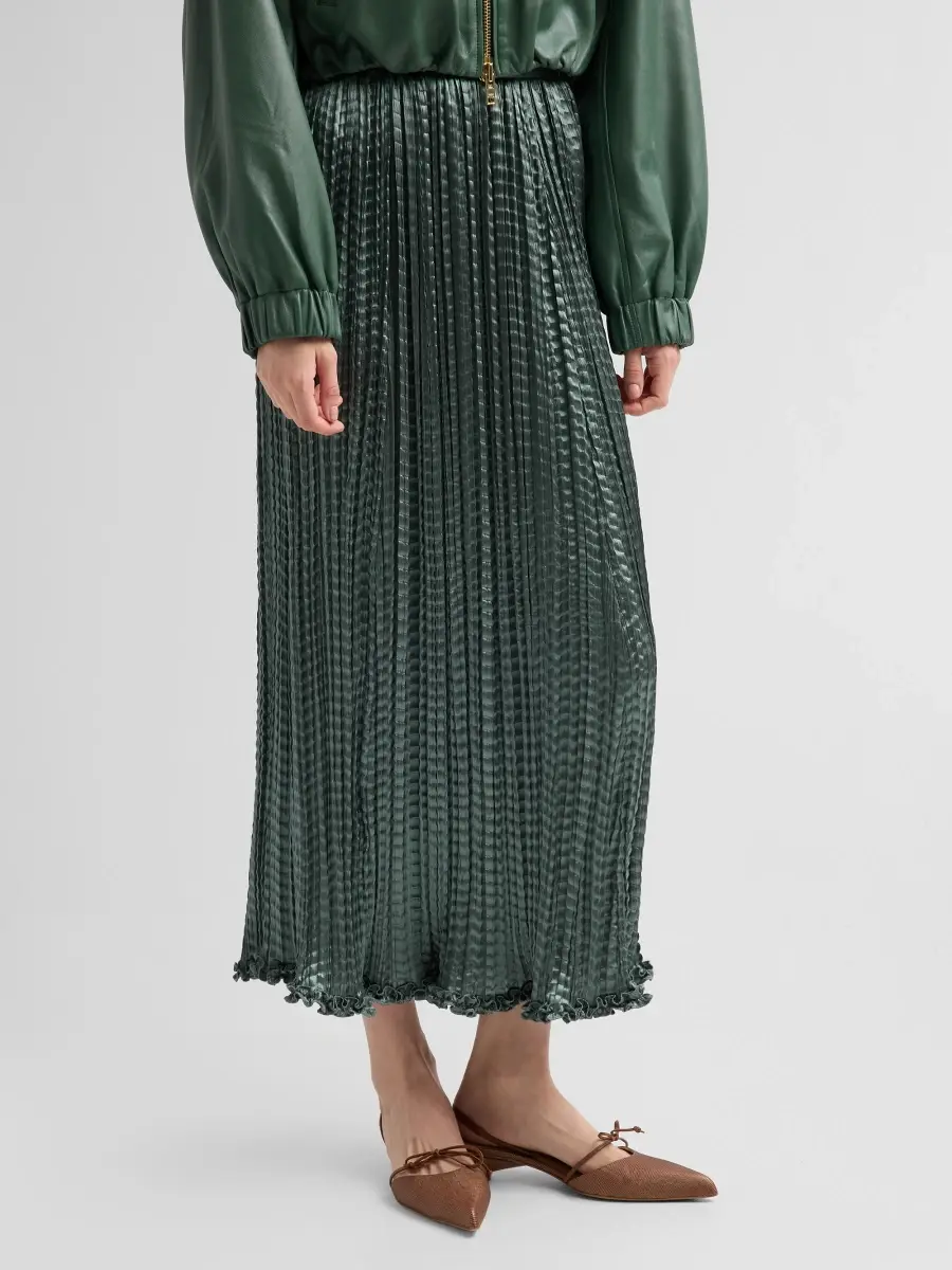 Ulla Johnson Women's Lira Pleated Ripple-Satin Midi Skirt | Thumbnail 4