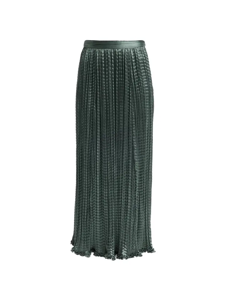Women's Lira Pleated Ripple-Satin Midi Skirt Women's Lira Pleated Ripple-Satin Midi Skirt