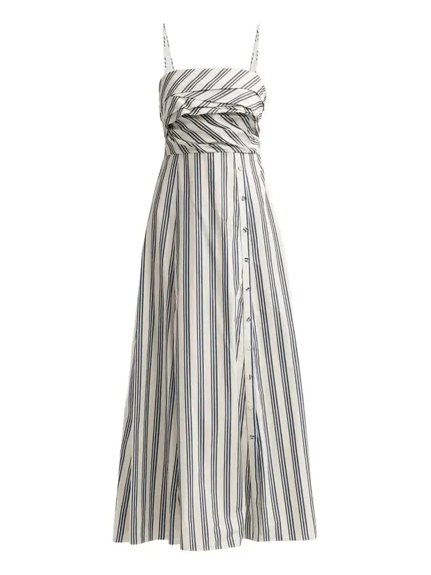 Women's Anise Striped Cotton A-Line Maxi Dress