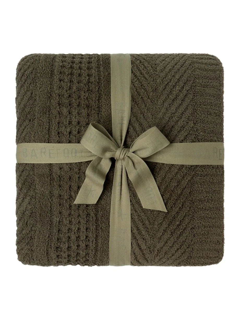 Barefoot Dreams CozyChic Holiday Waffle Cable Throw Blanket