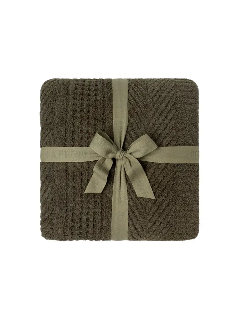 Barefoot Dreams CozyChic Holiday Waffle Cable Throw Blanket