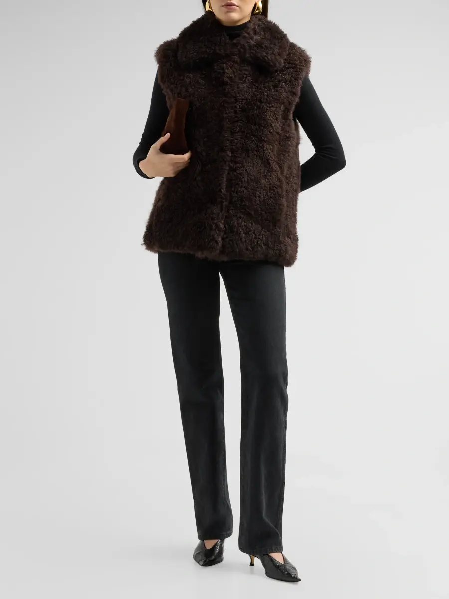 Yves Salomon Women's Shearling Zip Gilet | Thumbnail 2