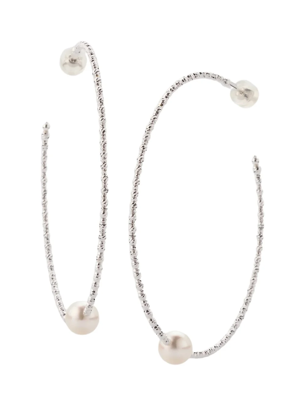Pearls By Shari Women's 18K Yellow Gold Large Akoya Pearl Hoop Earrings