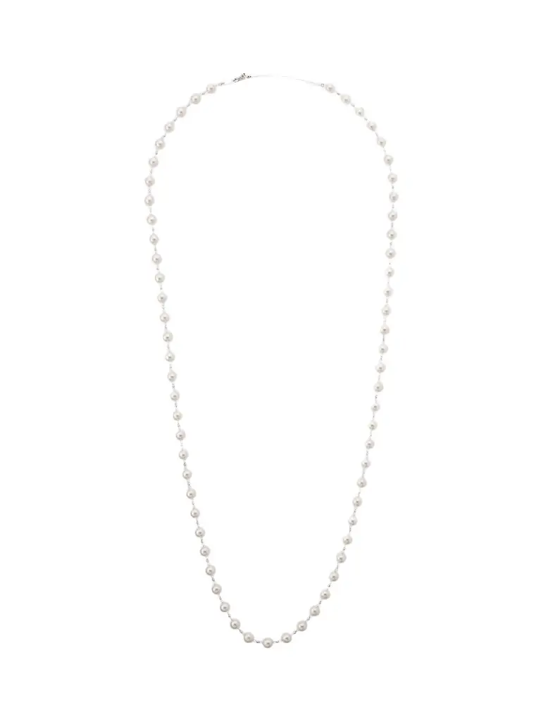 Pearls By Shari Women's 18K Yellow Gold Sparkle Akoya Pearl Necklace, 34"L