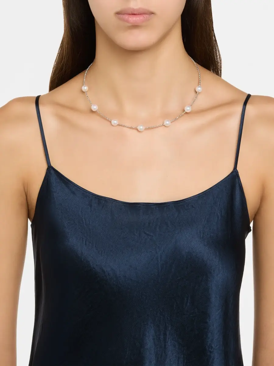 Pearls By Shari Women's 18K Yellow Gold Sparkle Akoya Pearl Choker Necklace | Thumbnail 2 Pearls By Shari Women's 18K Yellow Gold Sparkle Akoya Pearl Choker Necklace | Thumbnail 2