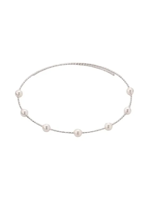 Pearls By Shari Women's 18K Yellow Gold Sparkle Akoya Pearl Choker Necklace