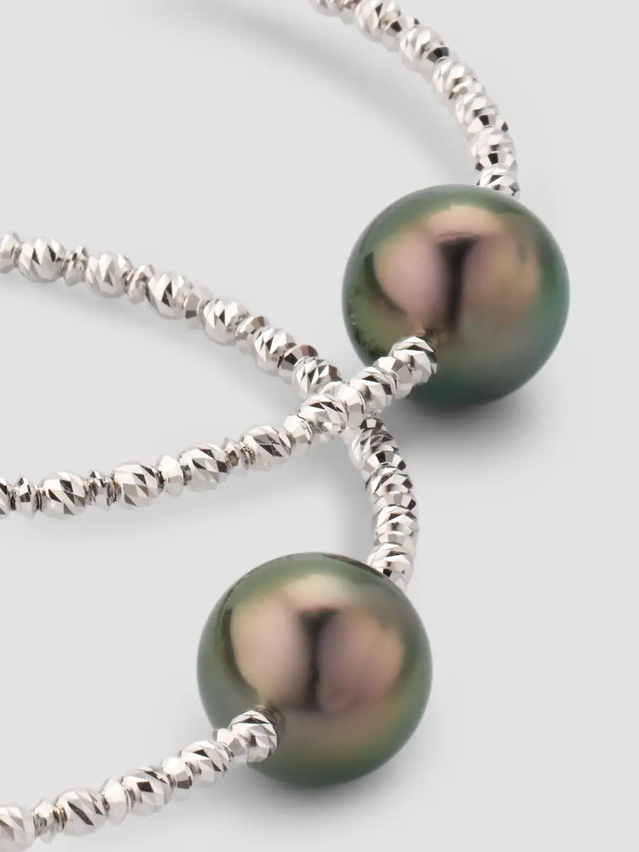 Pearls By Shari Women's 18K Gold & Tahitian Pearl Hoop Earrings | Thumbnail 3 Pearls By Shari Women's 18K Gold & Tahitian Pearl Hoop Earrings | Thumbnail 3
