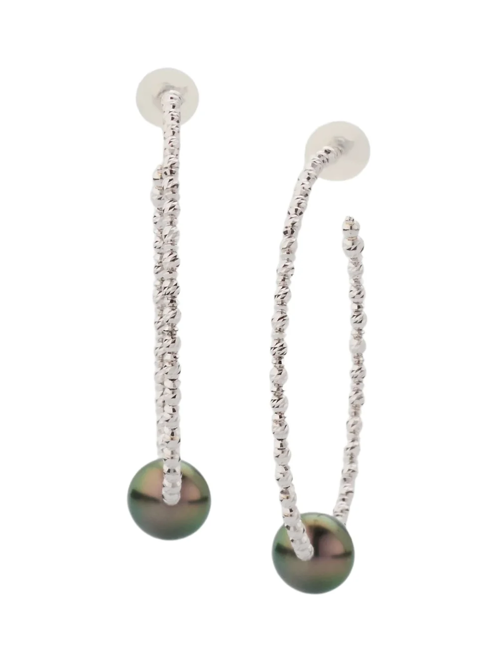 Pearls By Shari Women's 18K Gold & Tahitian Pearl Hoop Earrings