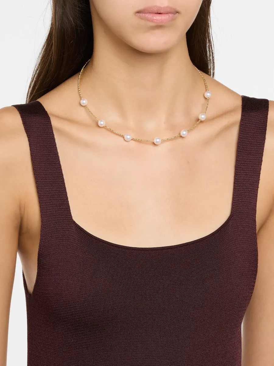 Pearls By Shari Women's 18K Yellow Gold Sparkle Akoya Pearl Choker Necklace | Thumbnail 2 Pearls By Shari Women's 18K Yellow Gold Sparkle Akoya Pearl Choker Necklace | Thumbnail 2