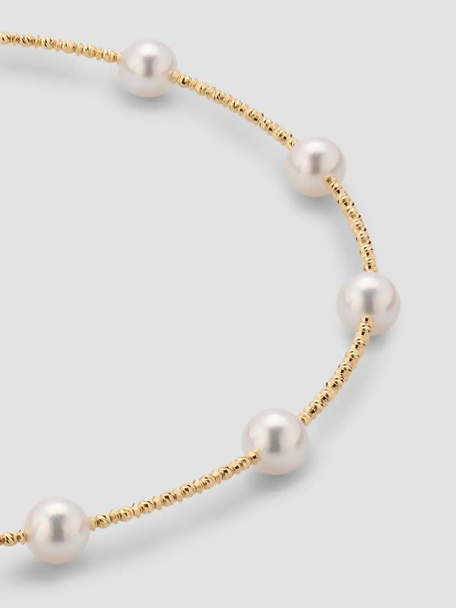 Pearls By Shari Women's 18K Yellow Gold Sparkle Akoya Pearl Choker Necklace | Thumbnail 3 Pearls By Shari Women's 18K Yellow Gold Sparkle Akoya Pearl Choker Necklace | Thumbnail 3