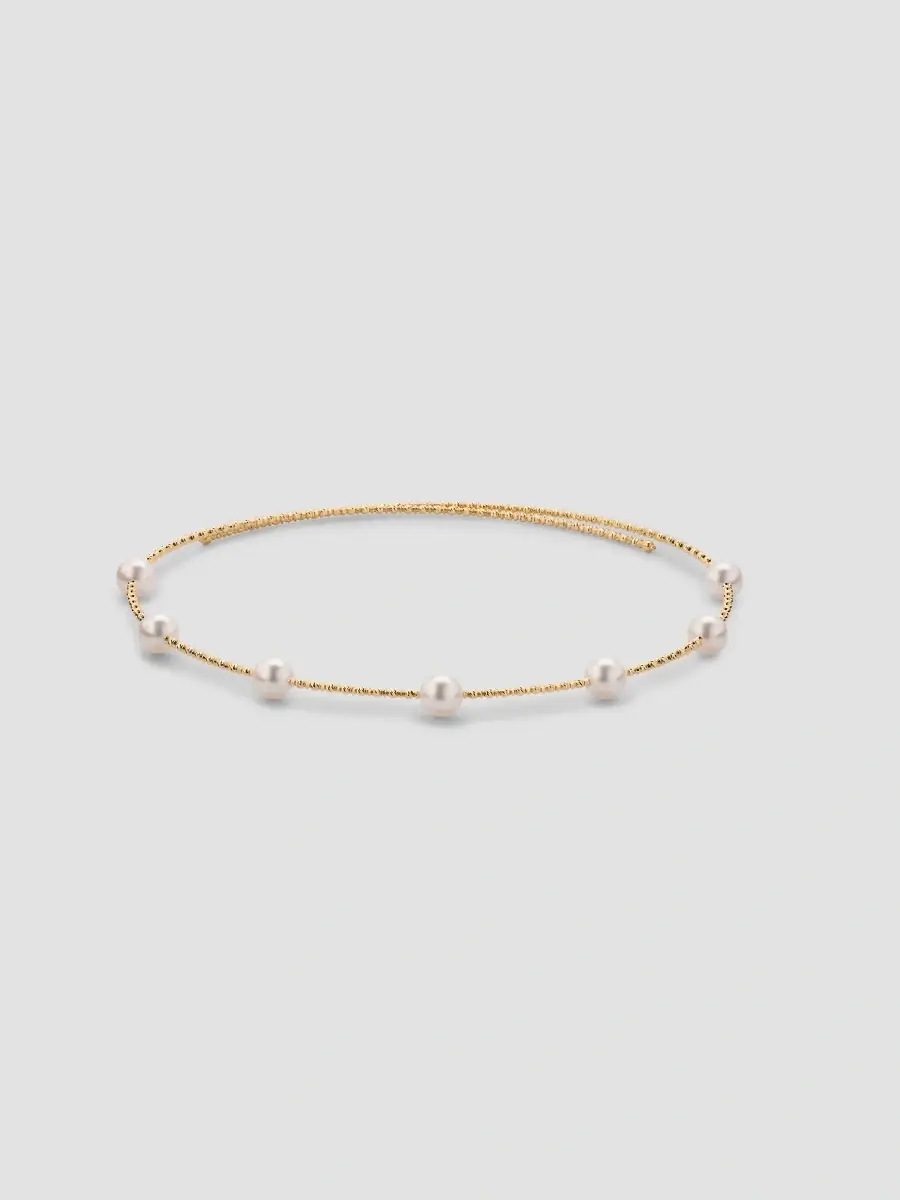 Pearls By Shari Women's 18K Yellow Gold Sparkle Akoya Pearl Choker Necklace | Thumbnail 4 Pearls By Shari Women's 18K Yellow Gold Sparkle Akoya Pearl Choker Necklace | Thumbnail 4