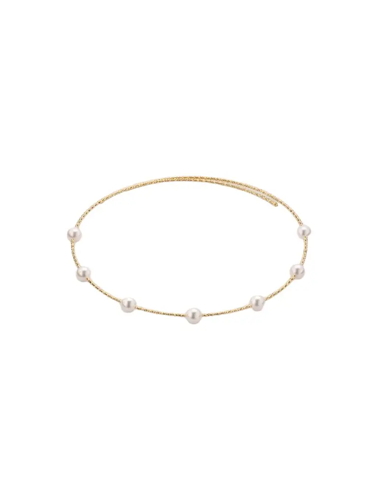 Pearls By Shari Women's 18K Yellow Gold Sparkle Akoya Pearl Choker Necklace