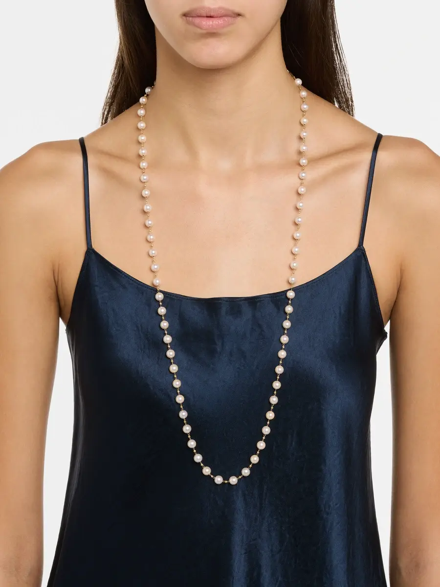 Pearls By Shari Women's 18K Yellow Gold Sparkle Akoya Pearl Necklace, 34"L | Thumbnail 2 Pearls By Shari Women's 18K Yellow Gold Sparkle Akoya Pearl Necklace, 34"L | Thumbnail 2