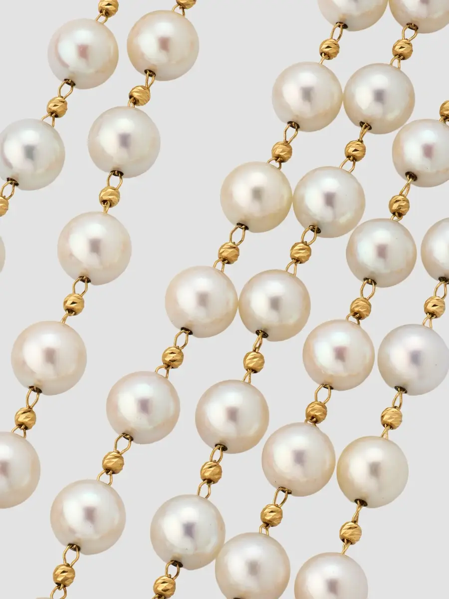 Pearls By Shari Women's 18K Yellow Gold Sparkle Akoya Pearl Necklace, 34"L | Thumbnail 3 Pearls By Shari Women's 18K Yellow Gold Sparkle Akoya Pearl Necklace, 34"L | Thumbnail 3