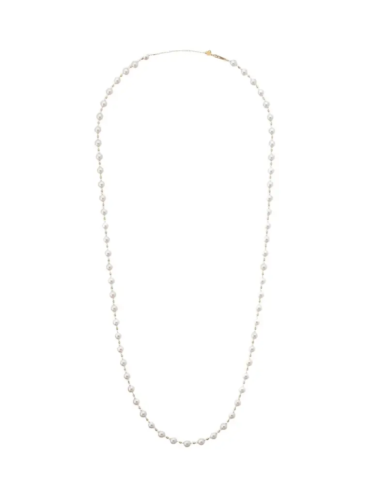 Pearls By Shari Women's 18K Yellow Gold Sparkle Akoya Pearl Necklace, 34"L