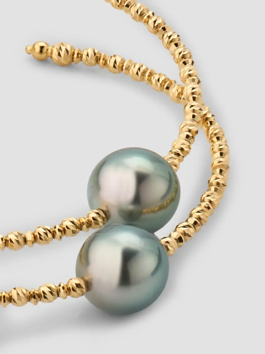 Pearls By Shari Women's 18K Gold & Tahitian Pearl Hoop Earrings | Thumbnail 3 Pearls By Shari Women's 18K Gold & Tahitian Pearl Hoop Earrings | Thumbnail 3