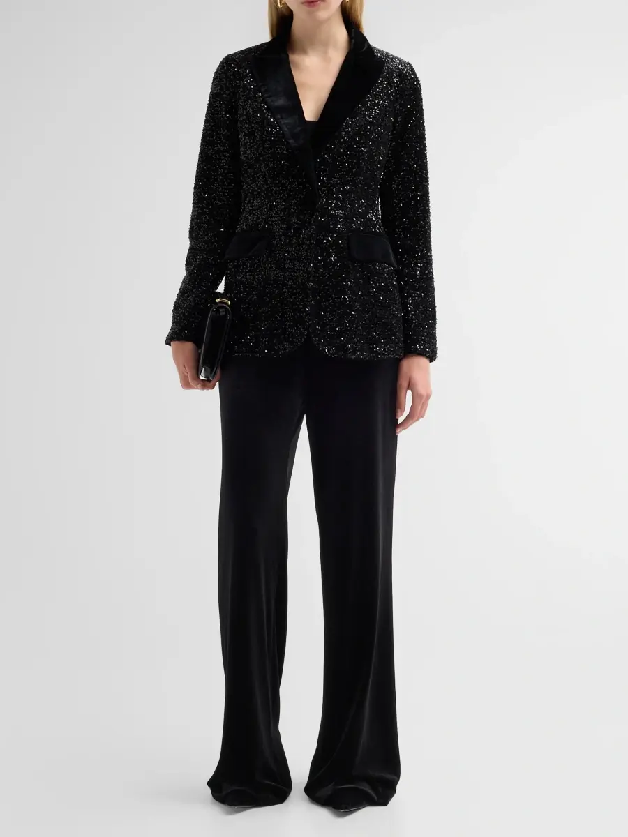 Teri Jon by Rickie Freeman Women's Velvet Wide Leg Pants | Thumbnail 2 Teri Jon by Rickie Freeman Women's Velvet Wide Leg Pants | Thumbnail 2