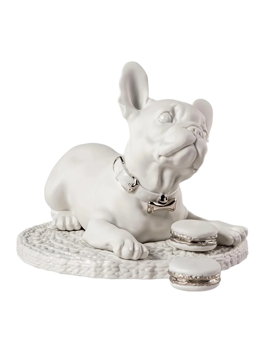 Animals French Bulldog With Macarons Re Deco Porcelain Sculpture Animals French Bulldog With Macarons Re Deco Porcelain Sculpture