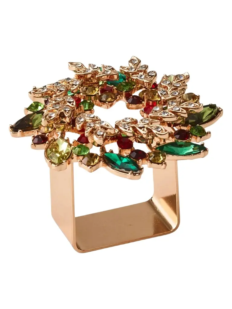 4-Piece Gem Wreath Napkin Ring Set 4-Piece Gem Wreath Napkin Ring Set